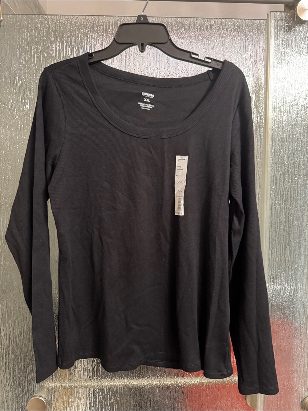 Black Long Sleeve Scoop Neck Top